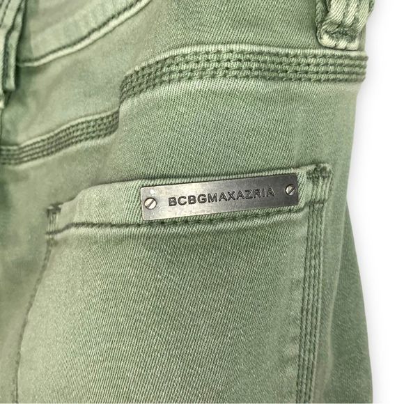 BCBGMaxazria Women's Sz 29 Green Distressed Skinny 'Billie' Jeans Cotton - Picture 6 of 9